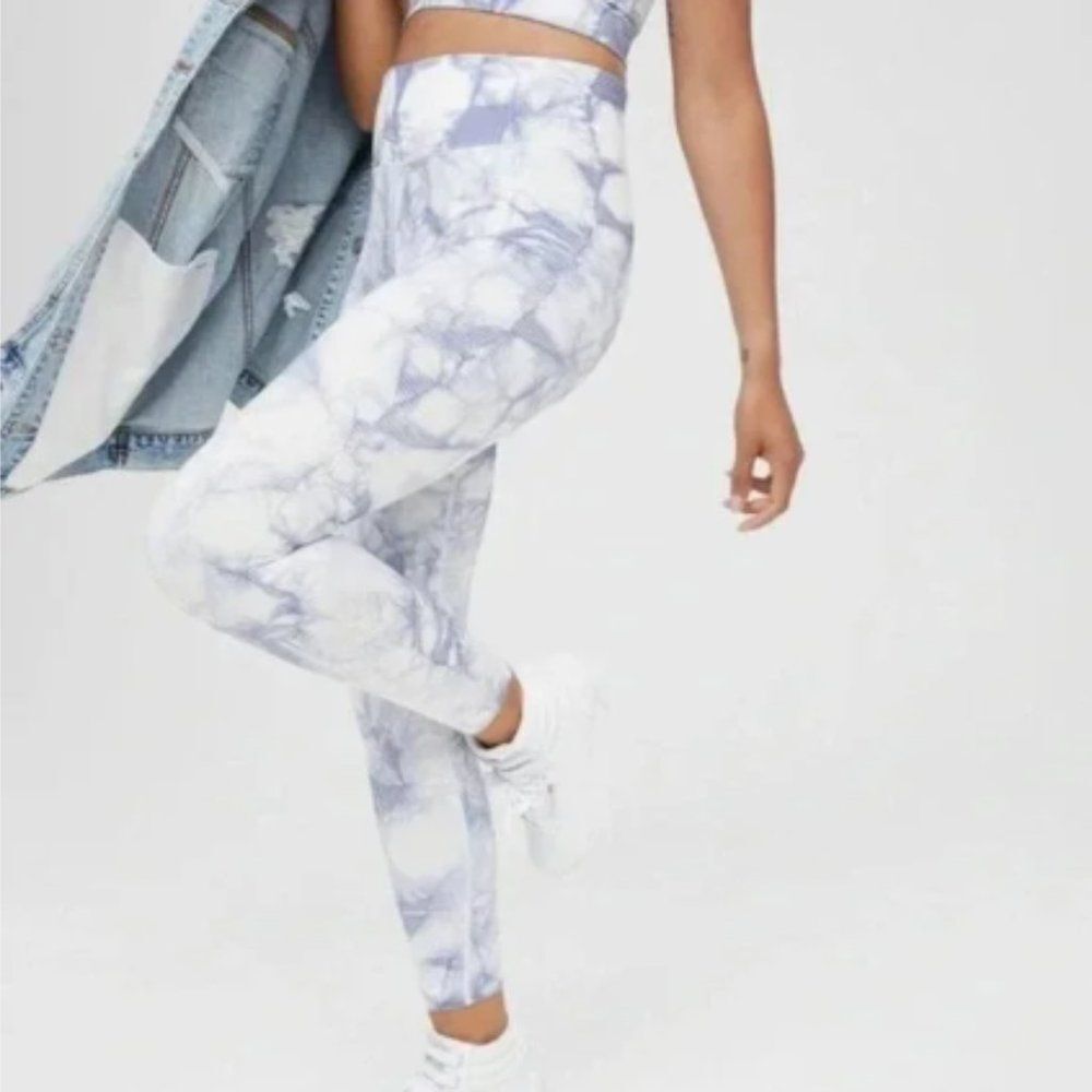 Offline by Aerie The Hugger High Waisted Pocket Legging, Blue Tie Dye, Size m
